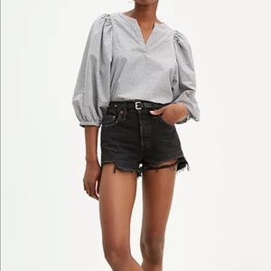Levi’s 501 Original High Rise Shorts in Black Distressed